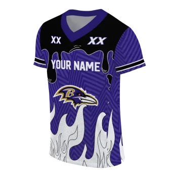 customized baltimore ravens dripping flames purple white jersey fashion forward