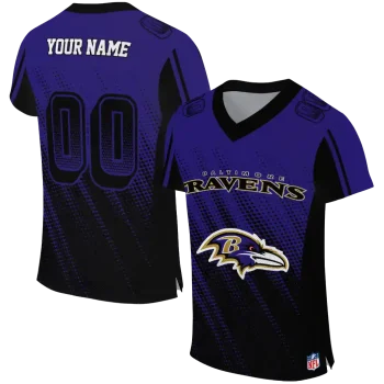 customized baltimore ravens halftone fade purple black jersey best selling