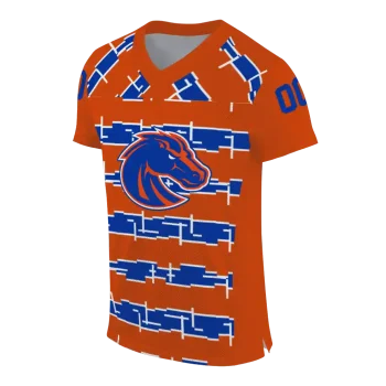 customized boise state broncos layered grids orange jersey fashion forward