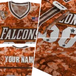 customized bowling green falcons camouflage abstract orange jersey best selling
