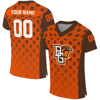 customized bowling green falcons stacked rectangle orange jersey best selling
