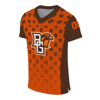 customized bowling green falcons stacked rectangle orange jersey fashion forward