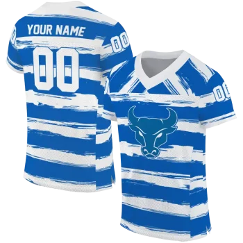 customized buffalo bulls art stripe royal blue jersey best selling