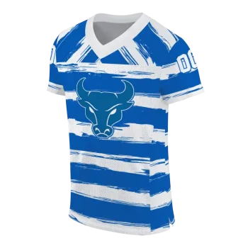 customized buffalo bulls art stripe royal blue jersey fashion forward