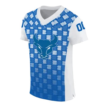 customized buffalo bulls stacked rectangle royal blue jersey fashion forward