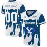 customized byu cougars dripping flames blue white jersey best selling