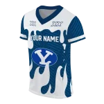 customized byu cougars dripping flames blue white jersey best selling