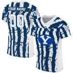 customized byu cougars stripe splatter blue jersey best selling