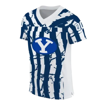 customized byu cougars stripe splatter blue jersey fashion forward