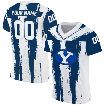 customized byu cougars striped texture blue jersey best selling