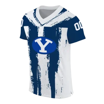 customized byu cougars striped texture blue jersey fashion forward