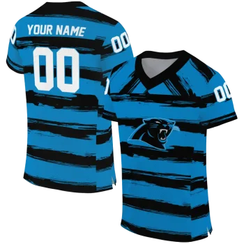 customized carolina panthers art stripe blue jersey best selling