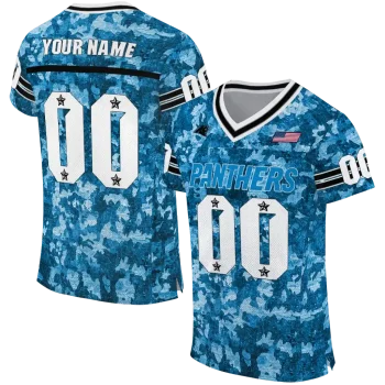 customized carolina panthers camouflage abstract blue jersey best selling