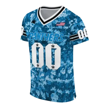 customized carolina panthers camouflage abstract blue jersey fashion forward