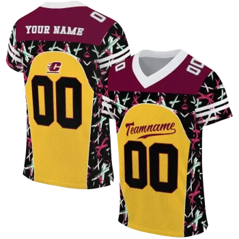 customized central michigan chippewas brushstroke xs gold black jersey best selling
