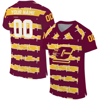 customized central michigan chippewas layered grids maroon jersey best selling