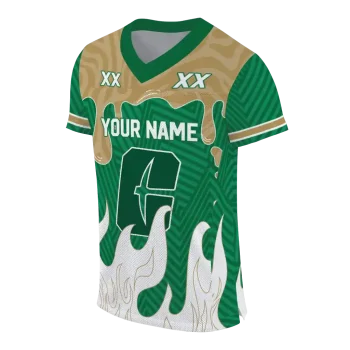 customized charlotte 49ers dripping flames green white jersey fashion forward