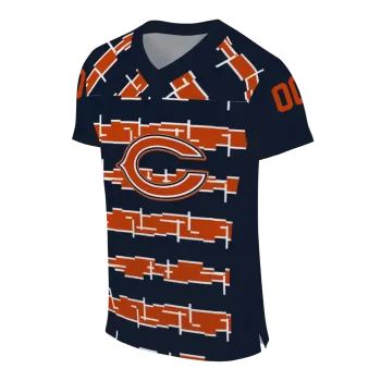 customized chicago bears layered grids blue jersey fashion forward