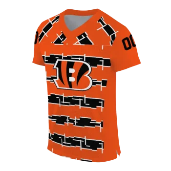 customized cincinnati bengals layered grids orange jersey fashion forward