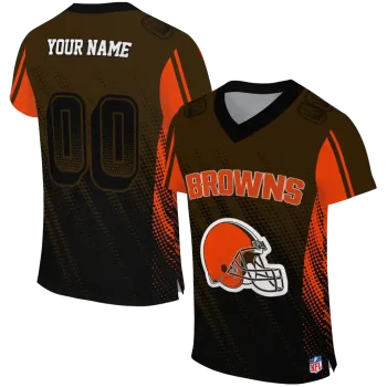 customized cleveland browns halftone fade brown black jersey best selling