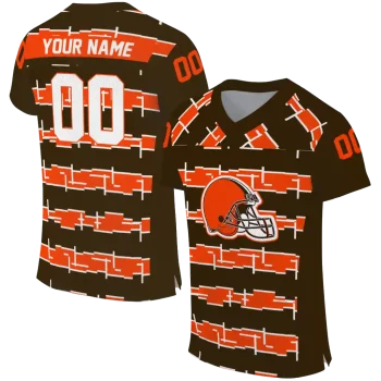 customized cleveland browns layered grids brown jersey best selling