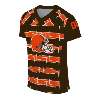 customized cleveland browns layered grids brown jersey fashion forward