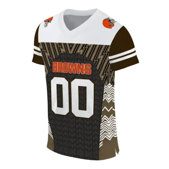 customized cleveland browns tire arrows brown black white jersey fashion forward