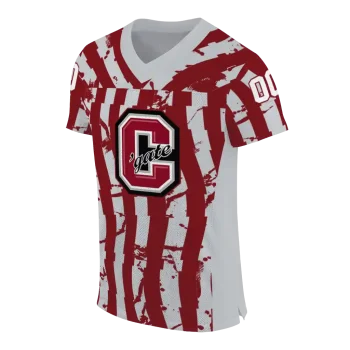 customized colgate raiders stripe splatter maroon jersey fashion forward