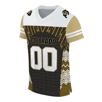customized colorado buffaloes tire arrows gold black white jersey fashion forward