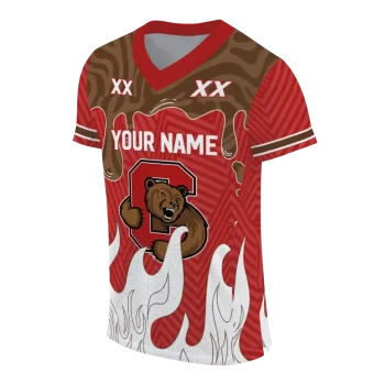customized cornell big red dripping flames red white jersey fashion forward