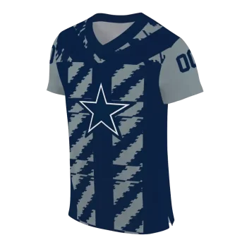 customized dallas cowboys stripe block blue jersey fashion forward