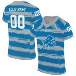 customized detroit lions art stripe blue jersey best selling