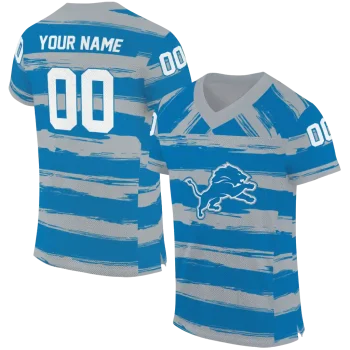customized detroit lions art stripe blue jersey best selling