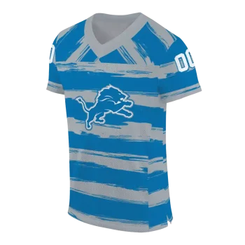 customized detroit lions art stripe blue jersey fashion forward