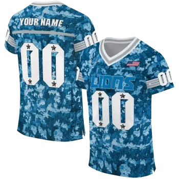 customized detroit lions camouflage abstract blue jersey best selling