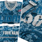 customized detroit lions camouflage abstract blue jersey best selling