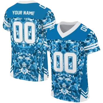 customized detroit lions mirrored pattern blue jersey best selling