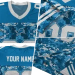 customized detroit lions mirrored pattern blue jersey best selling