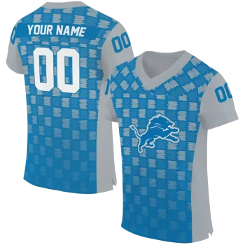 customized detroit lions stacked rectangle blue jersey best selling