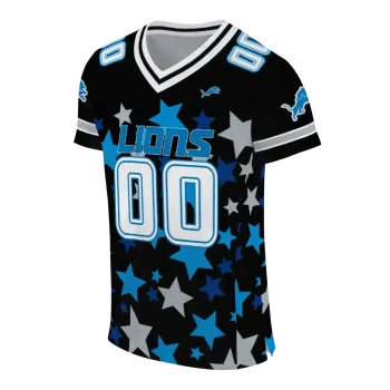 customized detroit lions star cluster black jersey fashion forward
