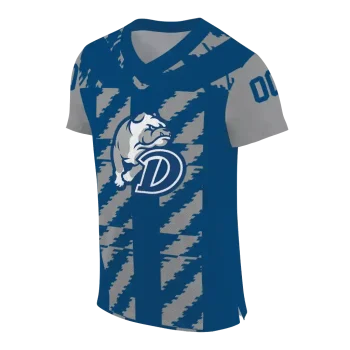 customized drake bulldogs stripe block blue jersey fashion forward