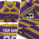 customized east carolina pirates art stripe purple jersey best selling