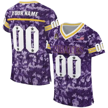 customized east carolina pirates camouflage abstract purple jersey best selling