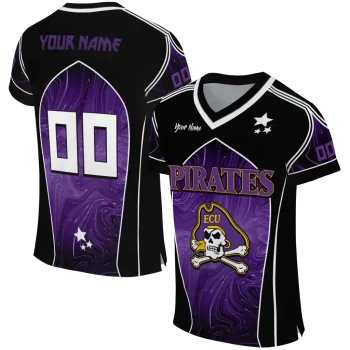 customized east carolina pirates halftone slant purple black jersey best selling