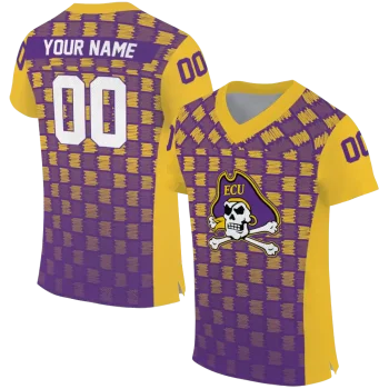 customized east carolina pirates stacked rectangle purple jersey best selling