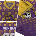 customized east carolina pirates stacked rectangle purple jersey best selling