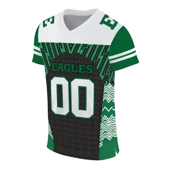 customized eastern michigan eagles tire arrows green black white jersey fashion forward