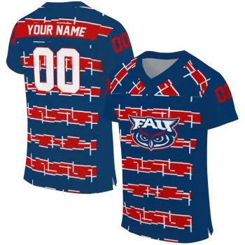 customized florida atlantic owls layered grids blue jersey best selling