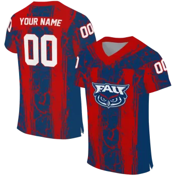 customized florida atlantic owls rugged stripes blue jersey best selling