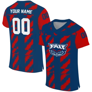 customized florida atlantic owls stripe block blue jersey best selling